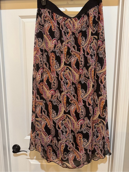 LuLaRoe Dresses & Skirts - LuLaRoe Black Paisley Maxi Skirt with Lining and Pink & Gold Motifs